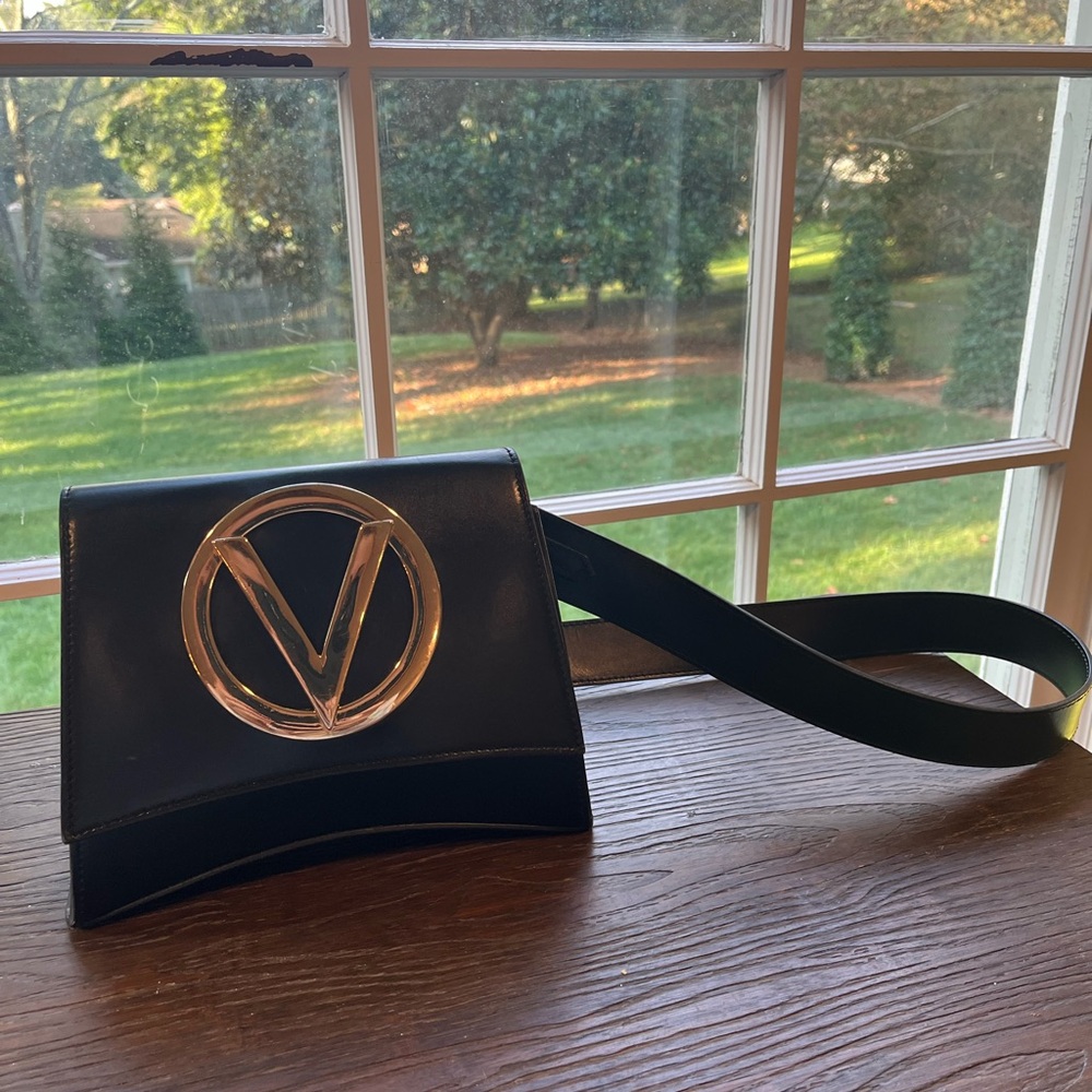 Valentino Black Purse with Gold Logo